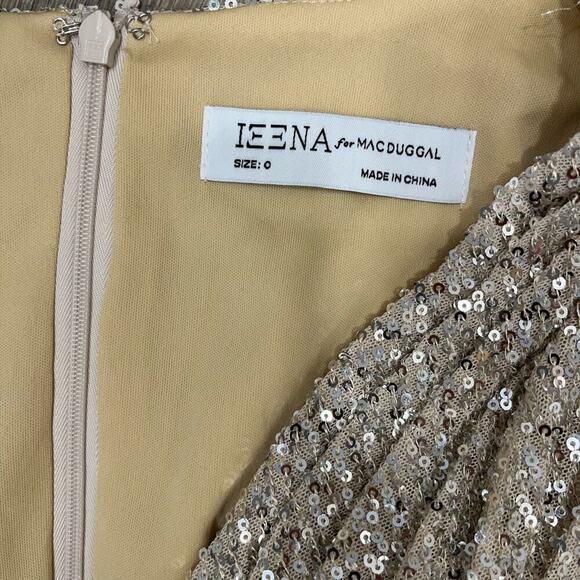 IEENA FOR MAC DUGGAL 26598 V Neck Sequined V Neck Wrap Waist Gown Nude 0 NEW - Picture 7 of 10